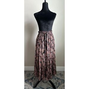 ZARA Women's Cut Brown Tiered Layered Paisley Bandana Chiffon Maxi Skirt Size S
